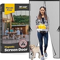 Vista 10 de Puerta mosquitera magnética manos libres, resistente, protector de malla de puerta de mosquitero autosellado, apto para mascotas y niños, hebilla