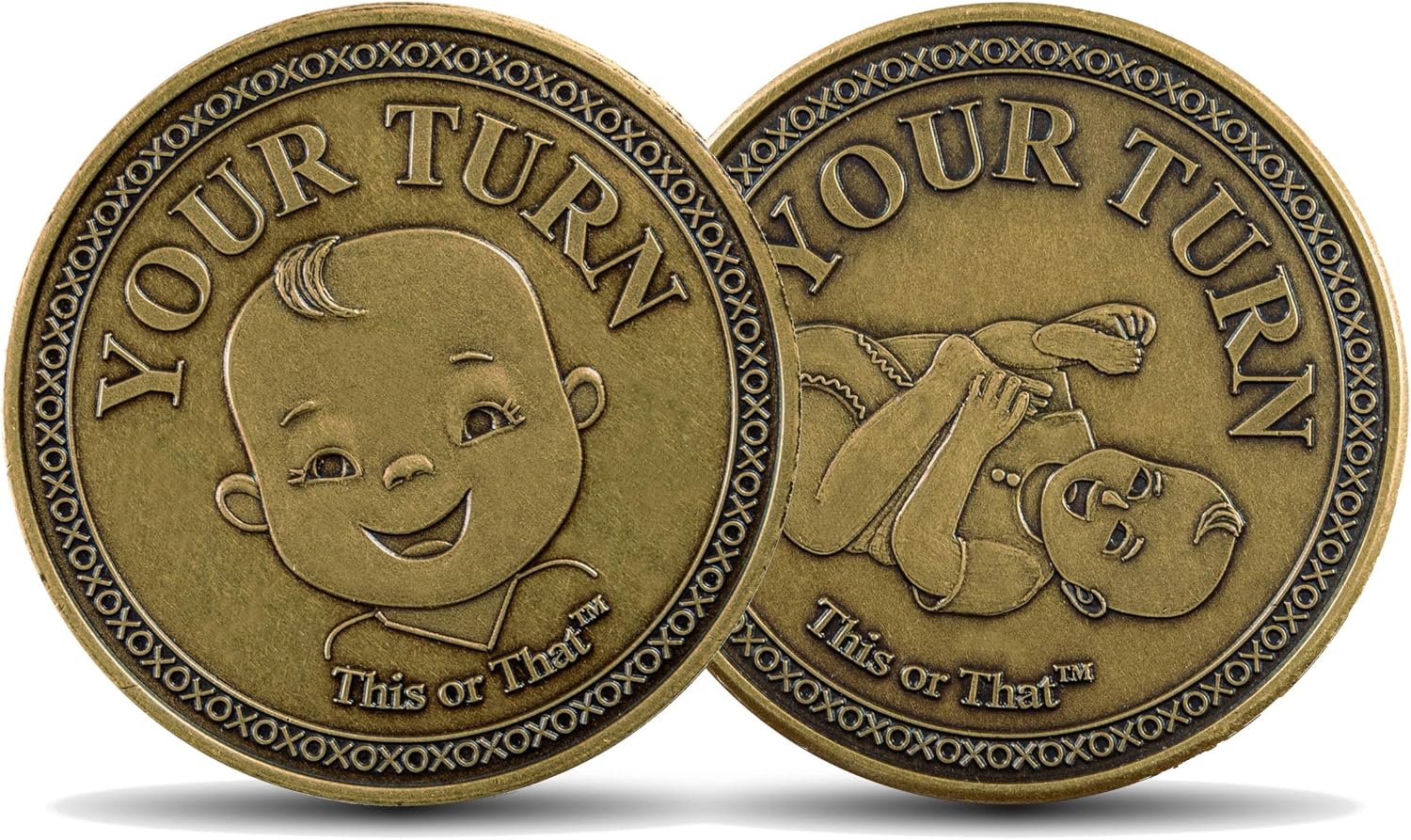 This or That Sneaky Diaper Changing Decision Making Coin | Flip The Coin and Relax – New Parent Gift