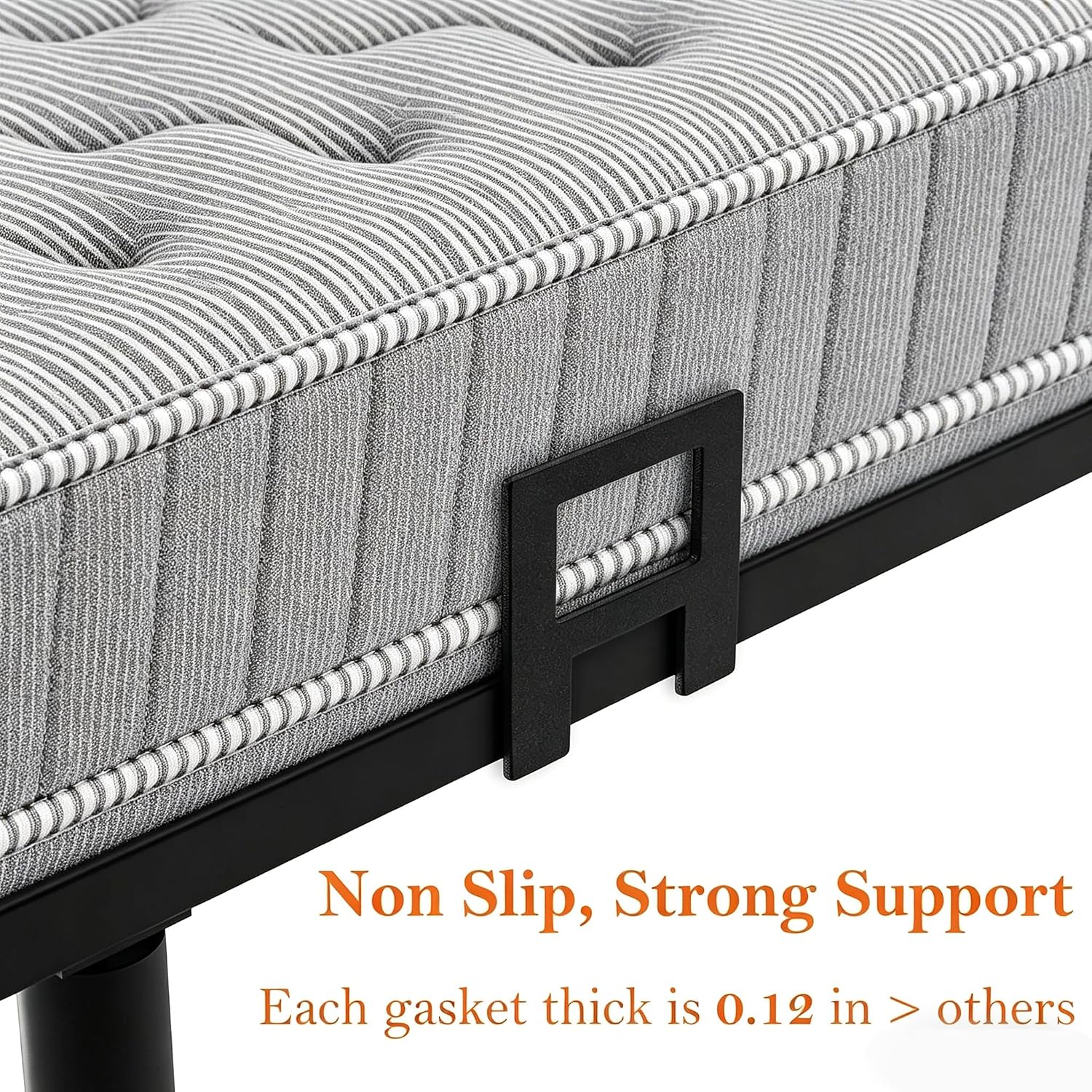 Adjustable Non Slip Mattress Gaskets for Metal Bed Frame Box Spring, 6 Pcs Mattress Holder in Place Gripper, Anti-Slip Baffle Mattress Retainer Bar, Keep Mattress from Sliding Gripper, Black
