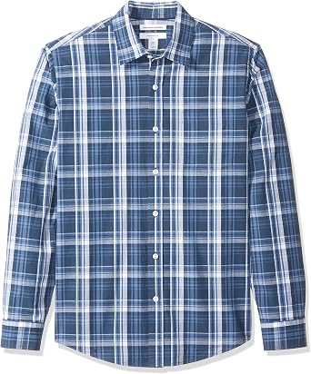Amazon Essentials Mens Regular-Fit Long-Sleeve Casual Poplin Shirt, Button Front, Business Casual, Collared