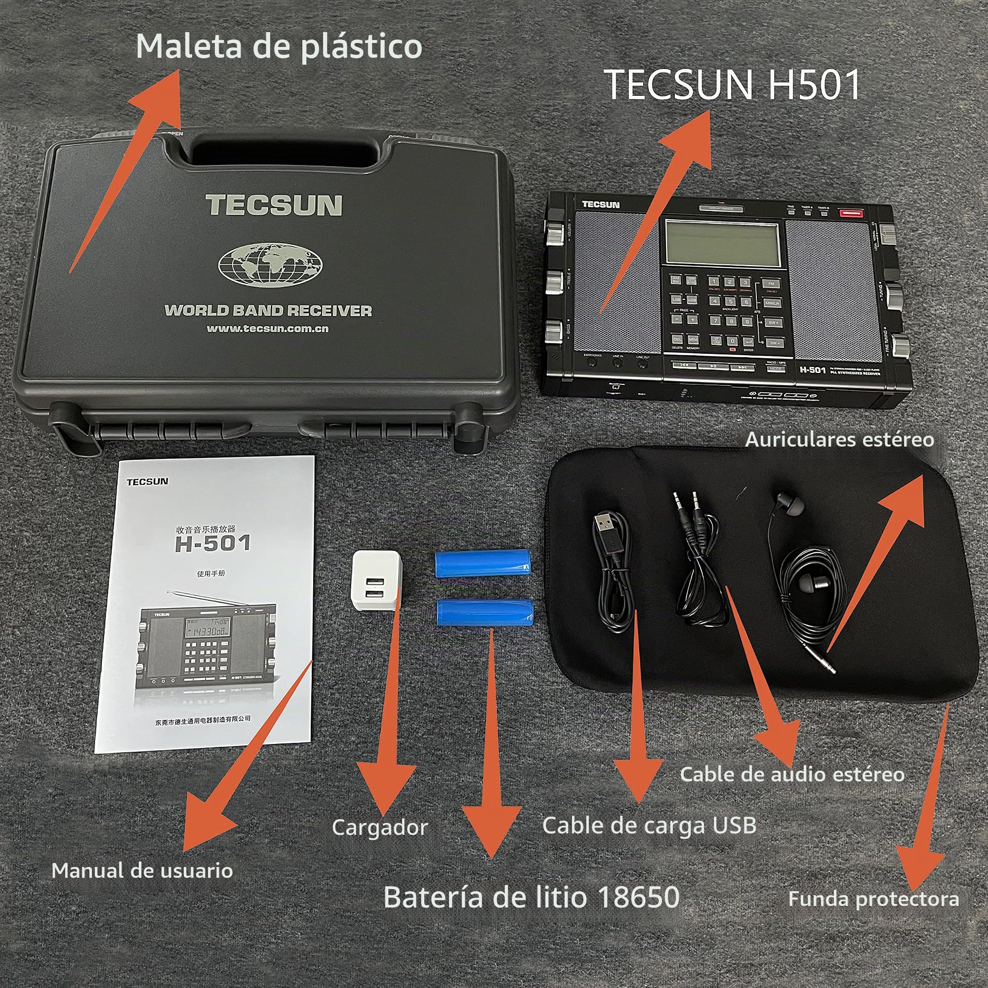TECSUN H-501 Radio Portátil Multibanda Sintonizada Digital FM LW MW SW SSB Estéreo con Reproductor De Música De Altavoces Duales