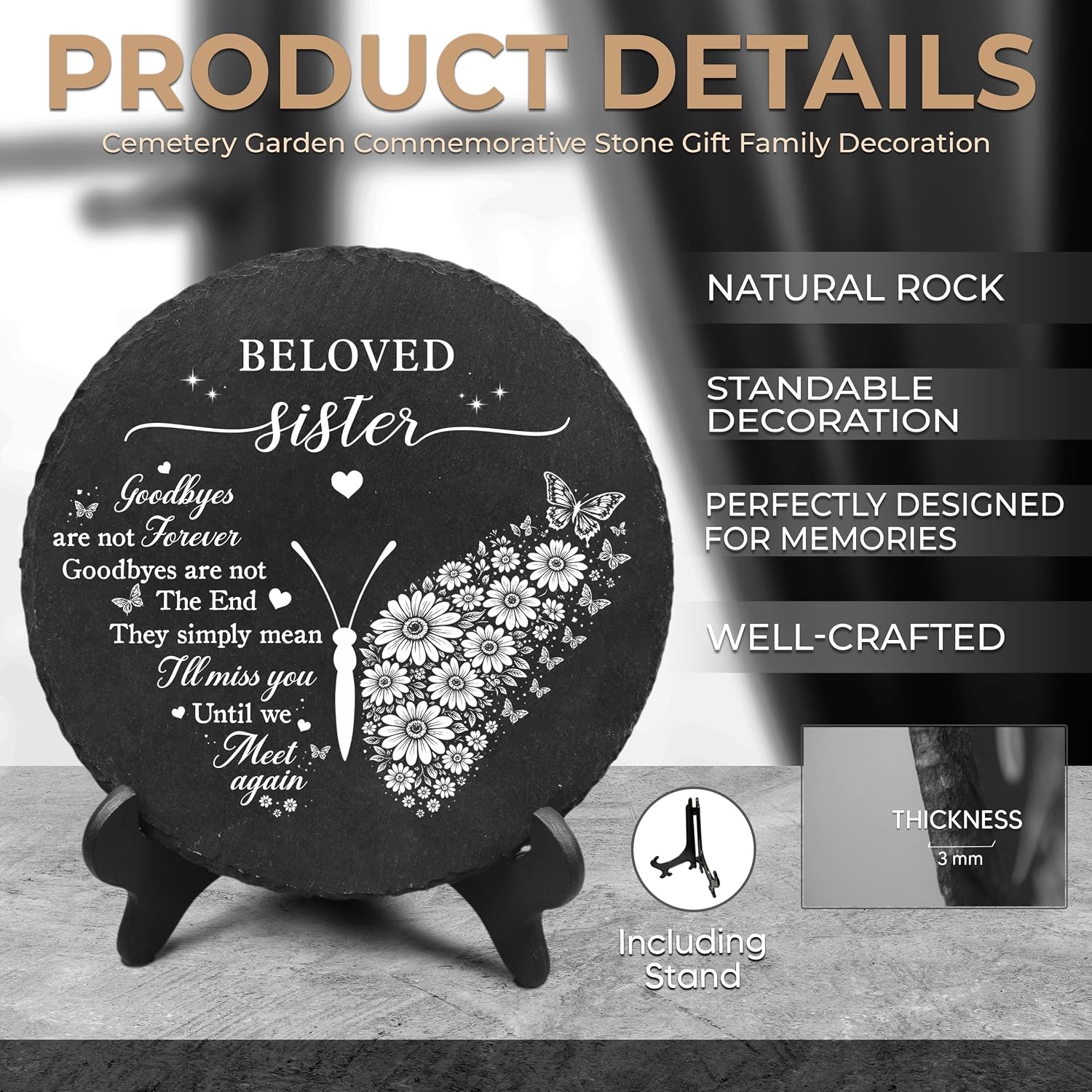 Sister Memorial Garden Stones, Butterfly Remembrance Gifts, Loving Memory Stepping Stones Outdoor, Sympathy Gifts Loss of Sister on Christmas