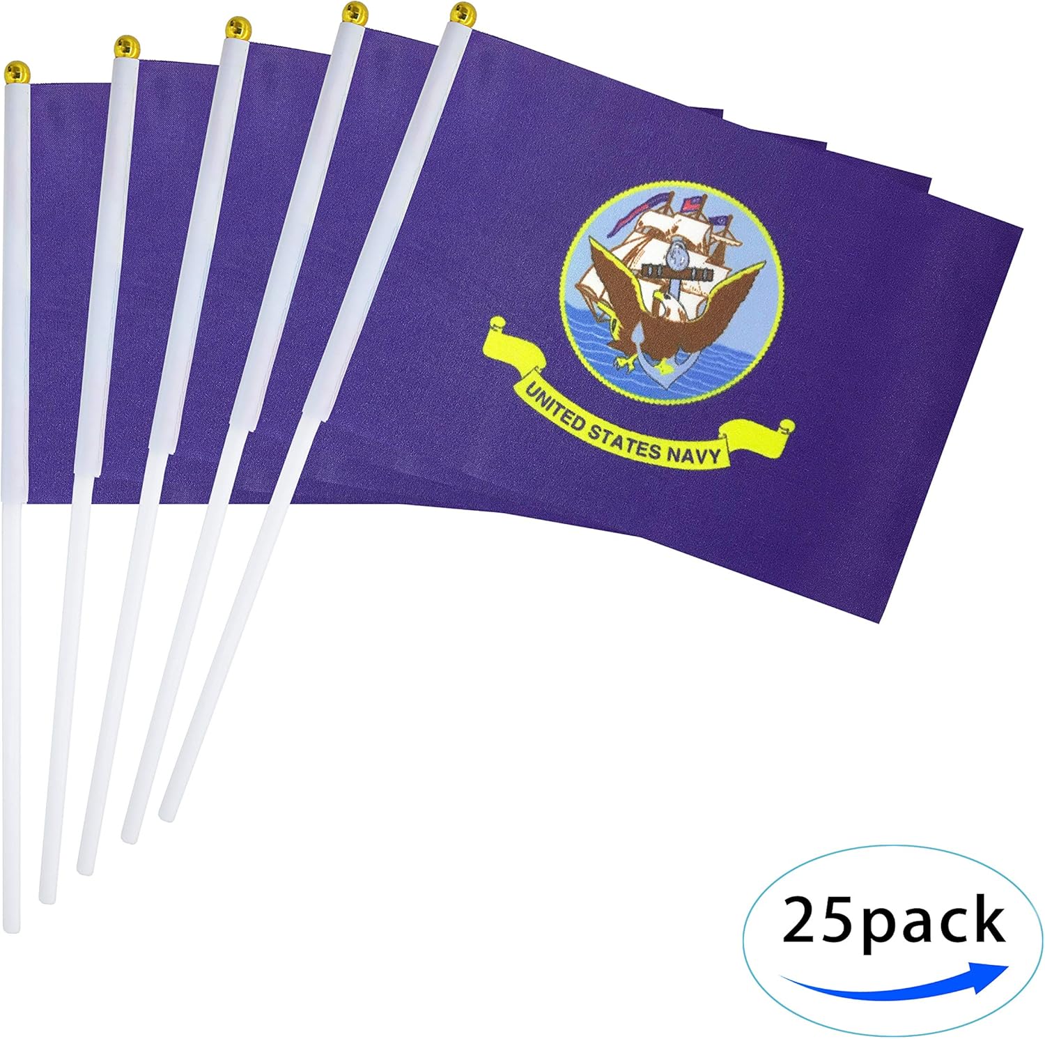 LoveVC US Navy Flag Small Mini Military Stick Flags,25 Pack : Patio, Lawn & Garden