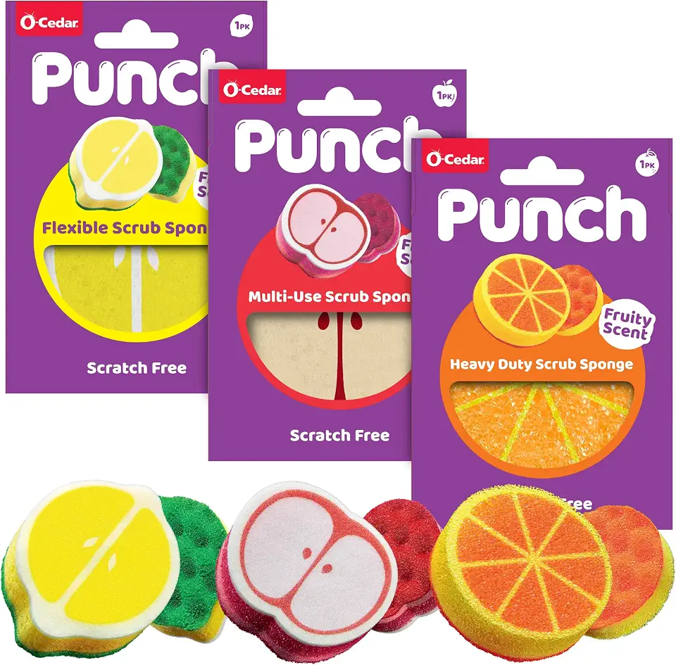 O-Cedar Punch Assorted Sponge 3-Pack