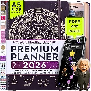 Law of Attraction Planner 2026 with Panduo App - Weekly & Monthly Goal Setting Planner to Increase Productivity | Life & Gratitude Journal, Include Foldable Vision Board, Gift Box & Stickers