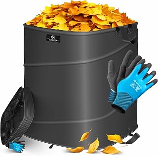 KESSER® Pop-Up-Gartensack 175L Laubsack Gartenabfallsack inkl. Handschuhe | Selbststehend mit Griffen Stabil Robust & Faltbar | Laubsäcke Rasenschnitt Gartensäcke für Gartenabfälle Grünschnitt