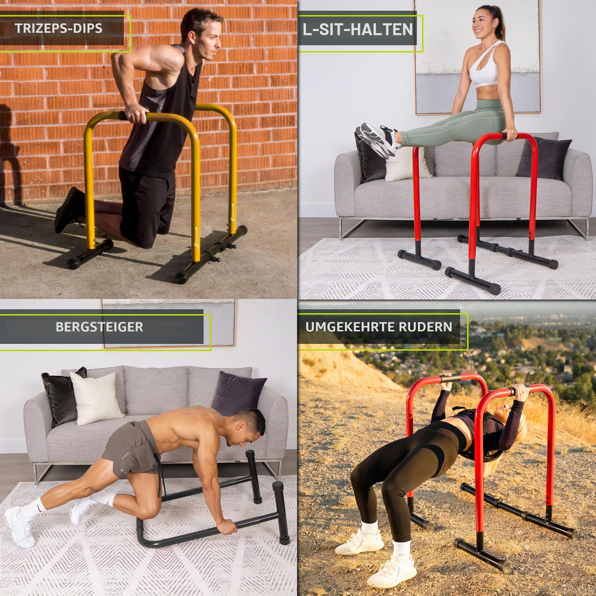 ProsourceFit Dip Stand Station, Ultimate Heavy Duty Body Bar Press with Safety Connector for Tricep Dips, Pull-Ups, Push-Ups, L-Sits