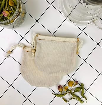 yofu yoga and food 2 Teapot Washable Fabric Tea Pouch - Organic, Ecological, 100% Raw Unbleached Raw Cotton (Demplate Size)
