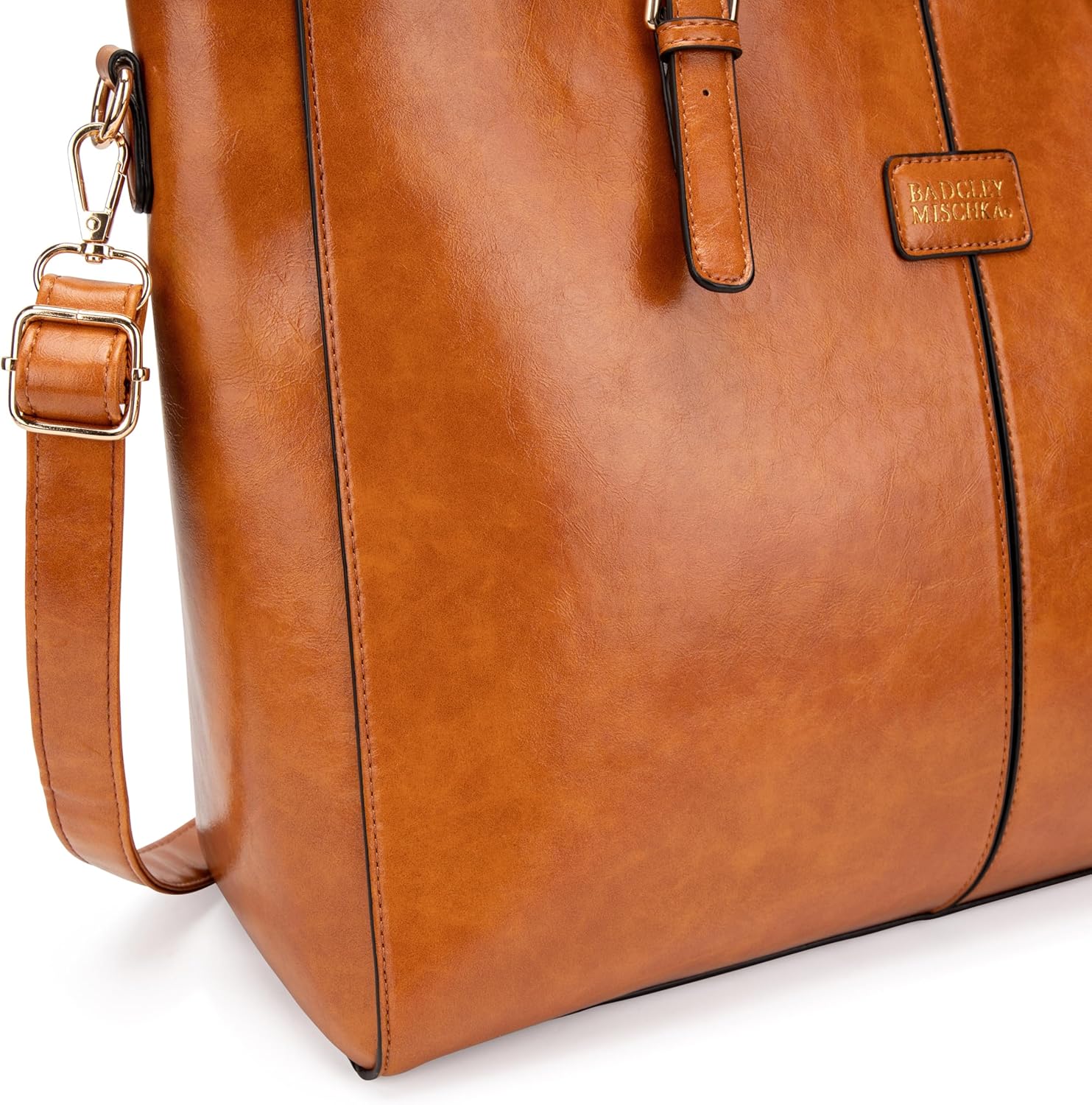 Badgley Mischka Julia Vegan Leather Weekender Duffel Bag for Travel (Brown) - Image 9