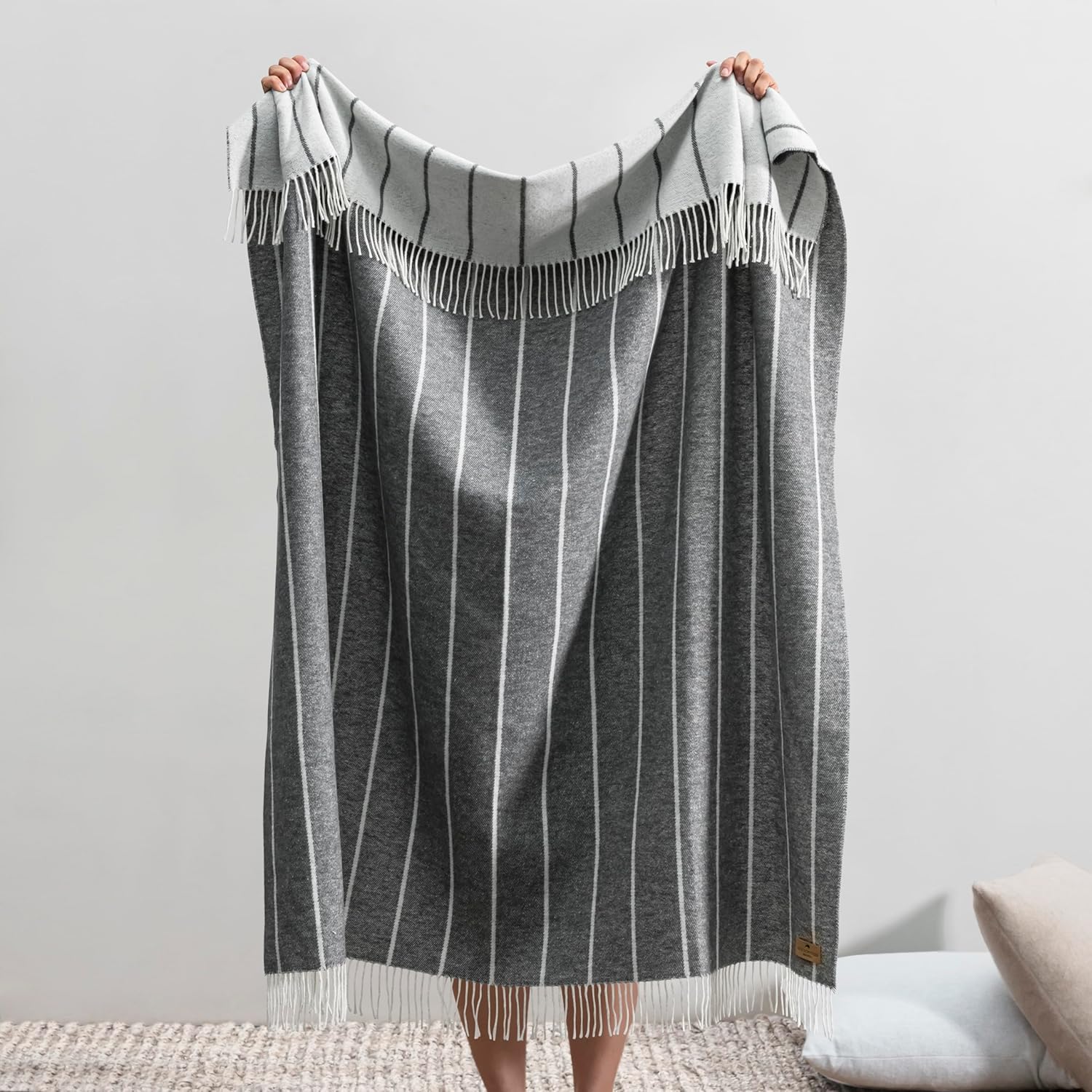 Lands Downunder Fiji Stripe Throw Charcoal