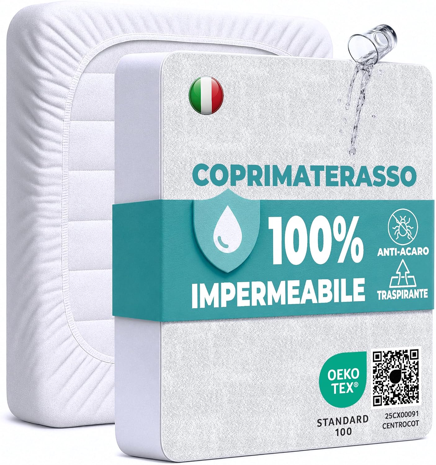 Coprimaterasso Una Piazza e Mezza Impermeabile 120x190 cm Lenzuolo con Angoli Bianco in Cotone e Microfibra Protezione per Letto Salva Materasso Traversa Traspirante Anallergico Lavabile in Lavatrice