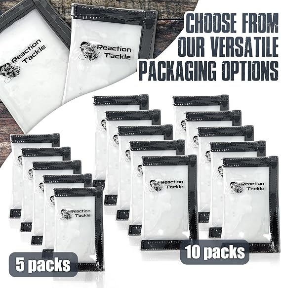 Reaction Tackle Lure Wraps, Clear PVC Fishing Lure Covers with Hook and Loop Closure, Protect Treble Hooks and Prevent Tangles, Tackle Storage, Small 10-Pack