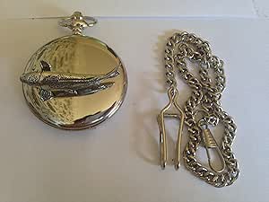 Montre De Poche F35 En Argent Poli - Mouvement à Quartz, Chaîne 30+80cm, Boîtier 4.5cm, Fabriquée à Sheffield