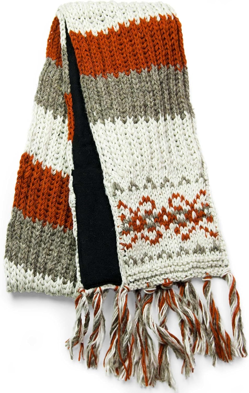 TCG Women’s Hand Knit Wool Vintage Pattern Scarf - Cinnamon & Cream