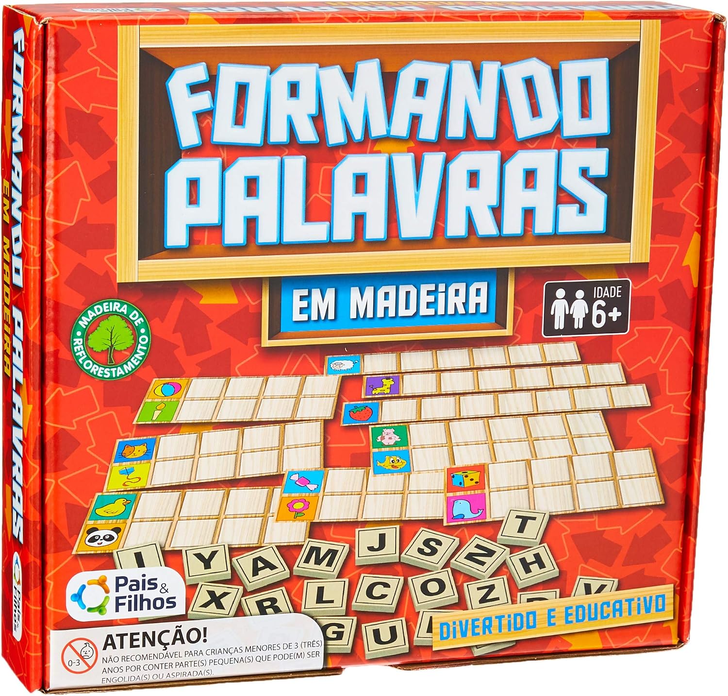 Brinquedo Pedagógico Madeira Formando Palavras Pais e Filhos