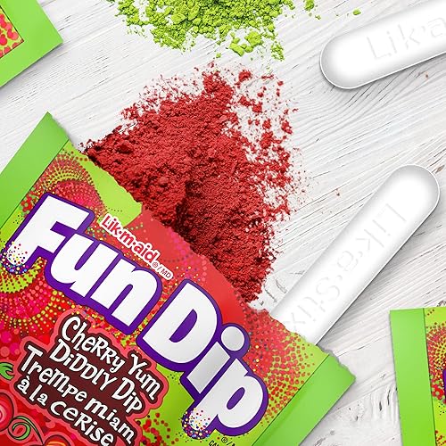 Miniatura 4 de Lik-m-Aid Fun Dip Dulces Navideños, Sabores de Cereza y Manzana Razz, 8 Bolsas - Rellenos para Calcetines Navideños y Para Compartir en el Aula