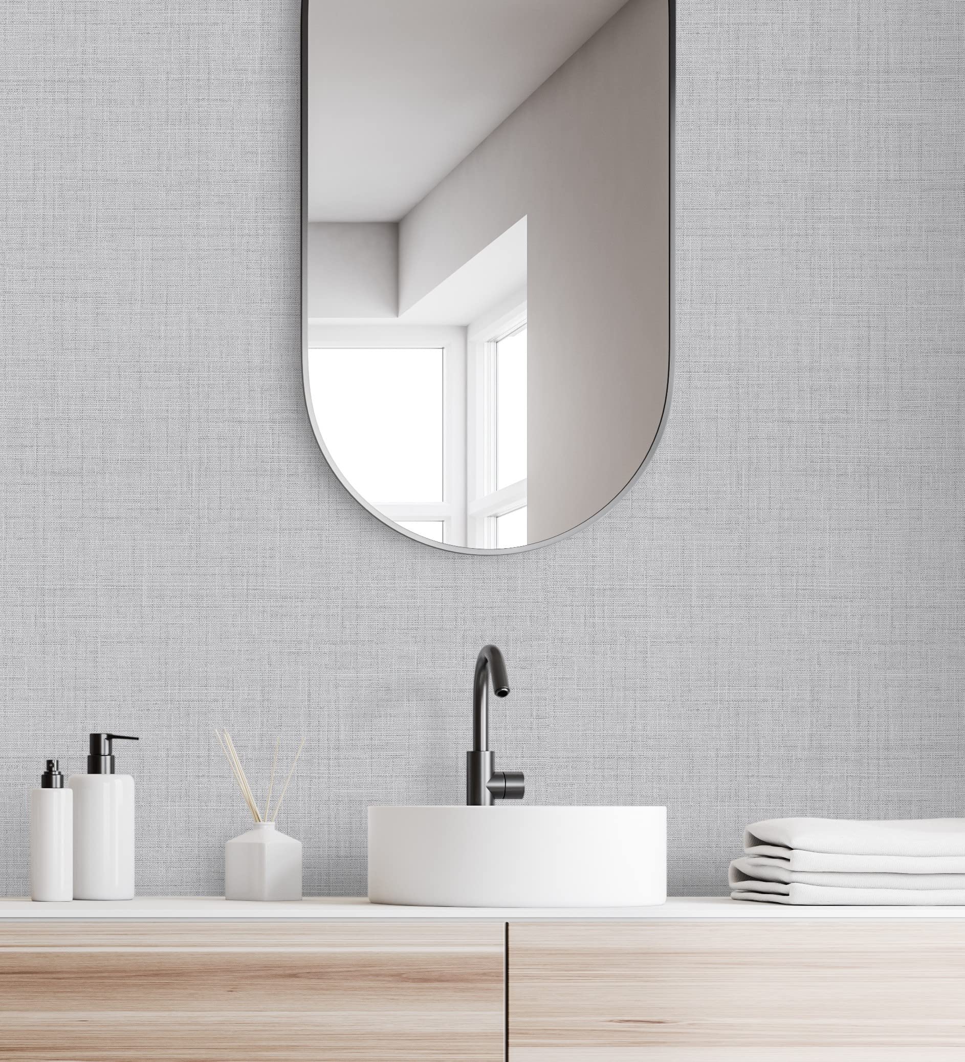 GAULAN 681277 Papier peint vinyle imitation lin texturé en relief pour mur salon cuisine bain chambre couloir salle à mange tête de lit hall d'entrée - Rouleaux de 10 m x 0,53 m