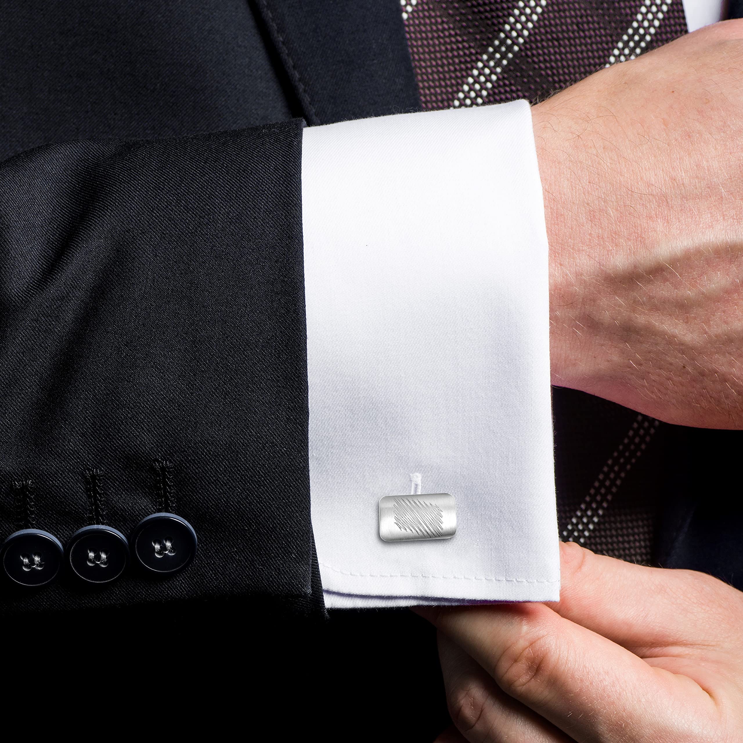 Set Da Uomo In Argento Gemelli E Fermacravatta Con Elegante Confezione Regalo