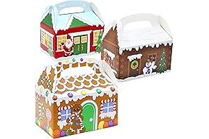 JOYIN 24 PCS 3D Christmas House Candy Treat Cardboard Cookie Boxes