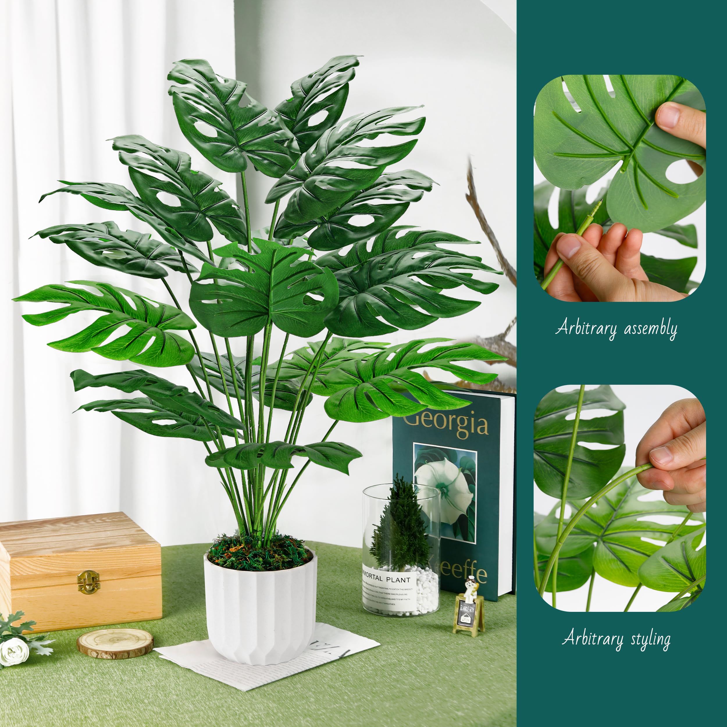BTSD-home 2 pezzi 71 cm pianta artificiale pianta artificiale grande falsa pianta monstera piante artificiali ideale per balcone camera da letto soggiorno camera da letto arredamento