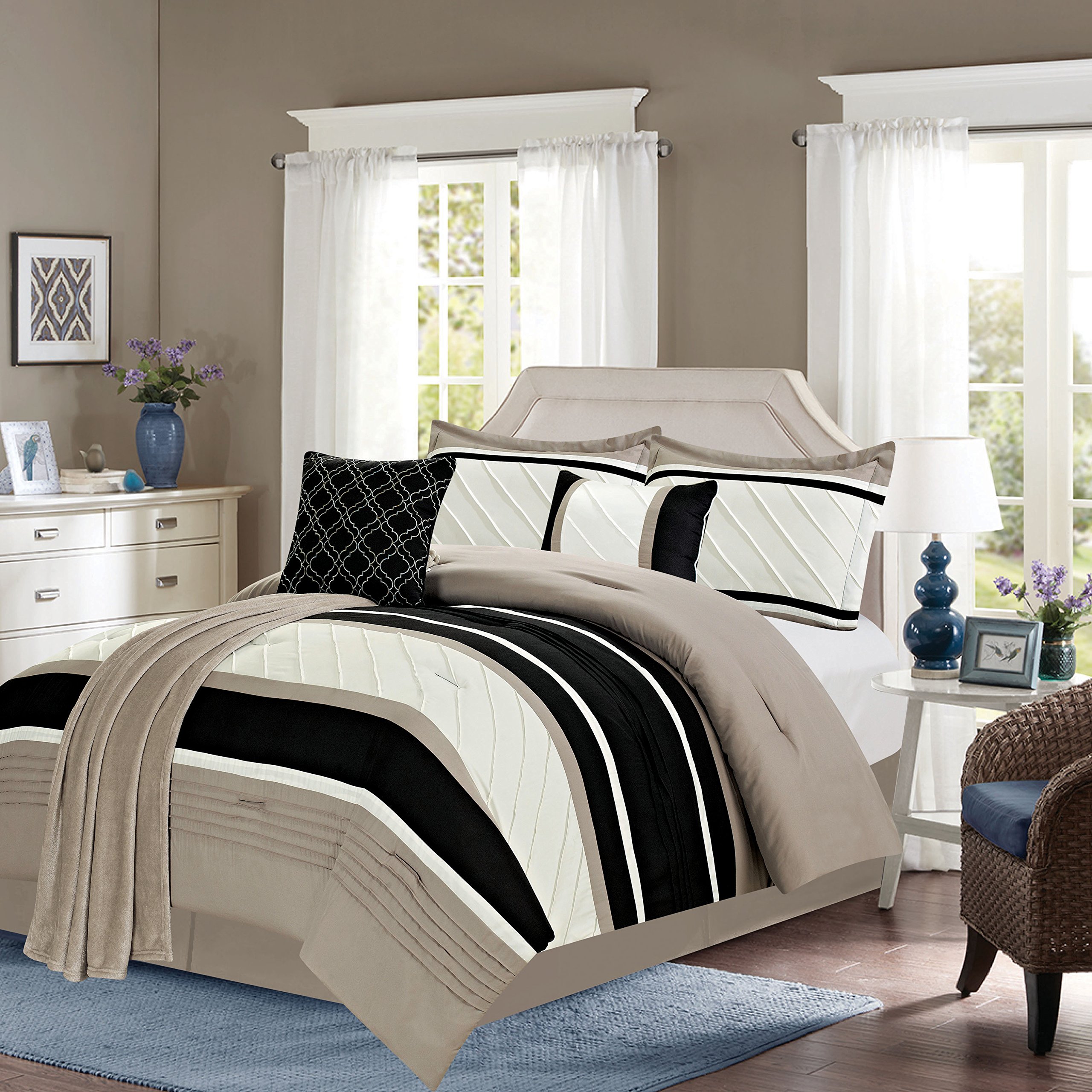 Lot de 6 doudous décoratifs en duvet taupe Queen Size pour lit
