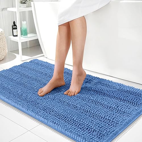 Miniatura 221 de OLANLY Tapetes de baño gruesos de felpilla a rayas de 30 x 20 pulgadas, extra suaves, absorbentes, con parte trasera de goma, se pueden lavar