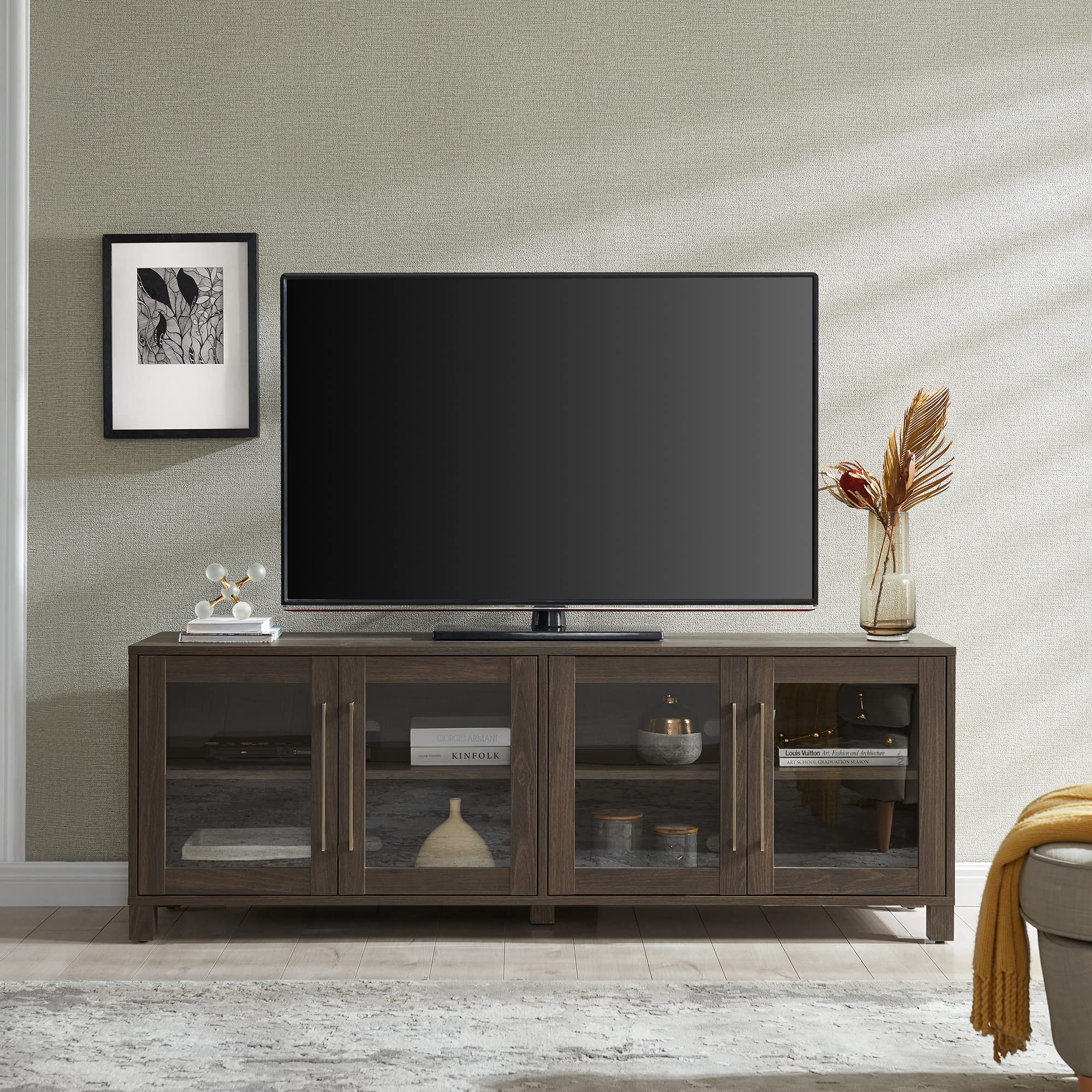 Quincy Rectangular TV Stand for TV's up to 80" in Alder Brown