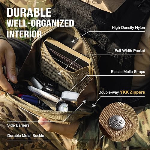 Miniatura 6 de OneTigris MOLLE Pouch, Tactical Admin Pouch Belt EDC Tool Organizer Zippered Utility Waist Pack 7.5"x5"x2"