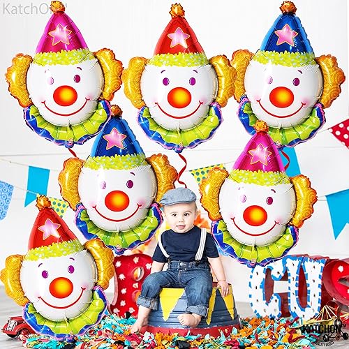 Miniatura 3 de KatchOn, Juego de globos grandes de payaso, 32 pulgadas, paquete de 6, globos de carnaval para decoración de carnaval, globos de cabeza de payaso