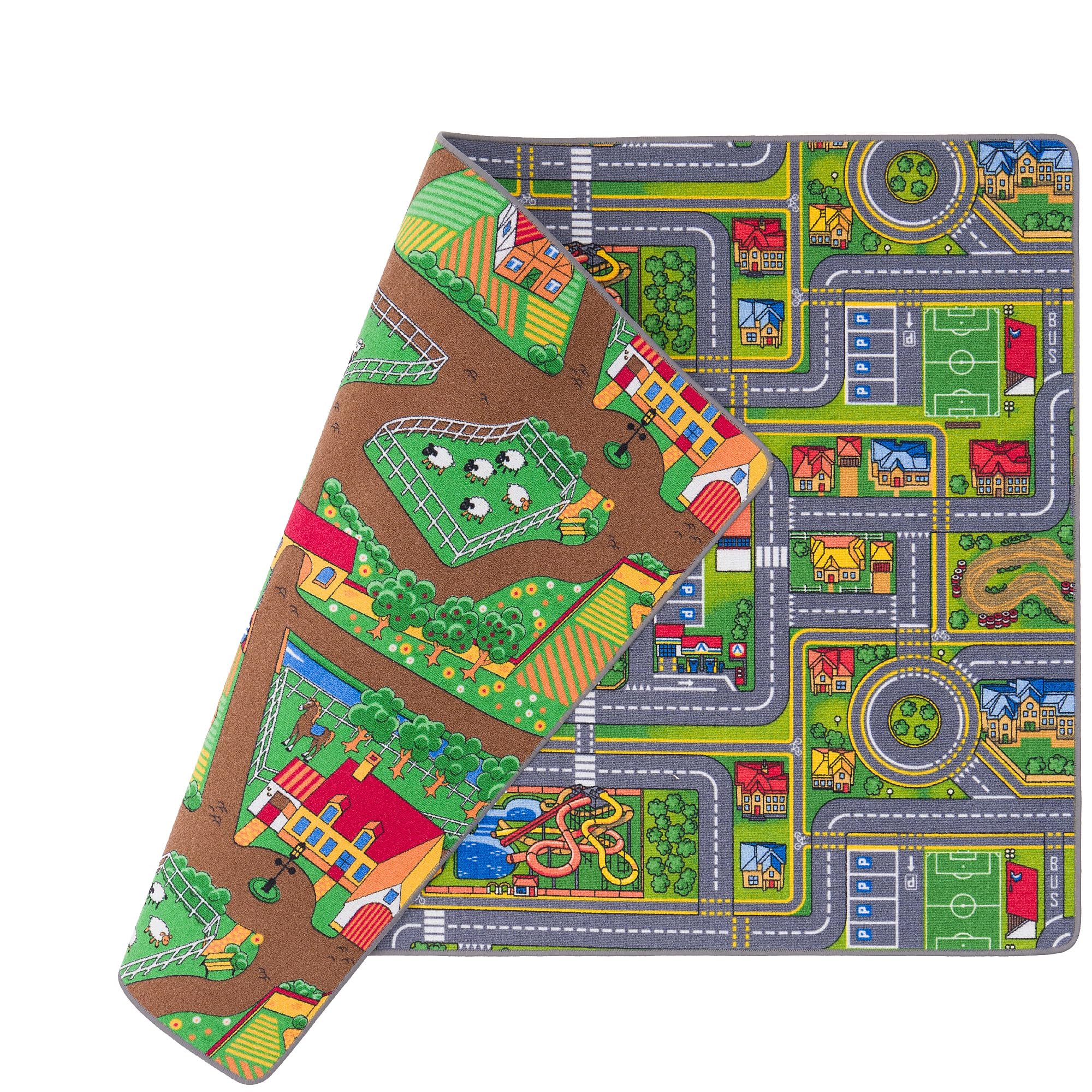 Pergamon Straßenteppich Beidseitig Kinder Spielteppiche für Kinderzimmer und Spielzimmer