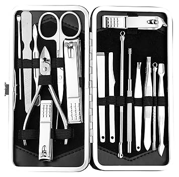 Beaut? Secrets Manicure Set 16 in 1 Stainless Steel Professional Pedicure Kit Nail Scissors Grooming Kit with Leather Travel Case