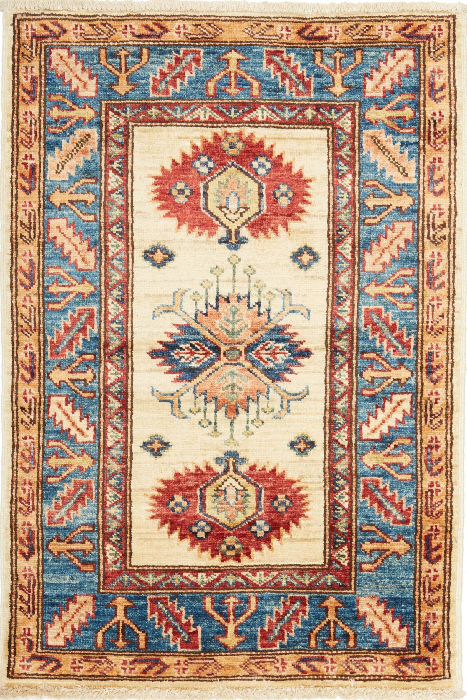 Tapis Kazak 61x90 cm tapis d'Orient en pure laine noué main