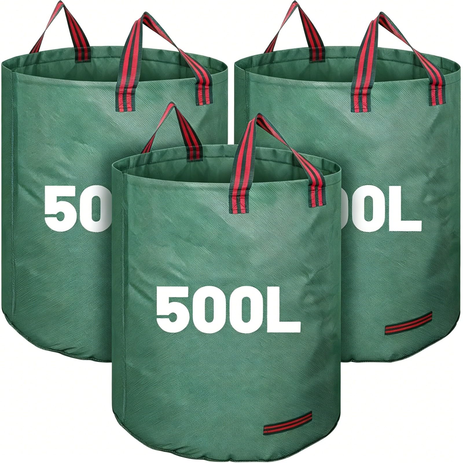 Agnueuty Reusable Yard Waste Bags,Recycling Bags with 4 Handles,Heavy Duty Collapsible Lawn Bag Holder for Massive Debris,Leaves,3PCS 500L
