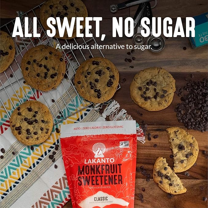 Lakanto Monk Fruit Sweetener with Erythritol, White Sugar Substitute, Monk Fruit Extract, Classic White Sugar Replacement for Baking, Coffe, Tea, Gluten Free, Low Carb, Non GMO, Keto, 1.76 LB Bag