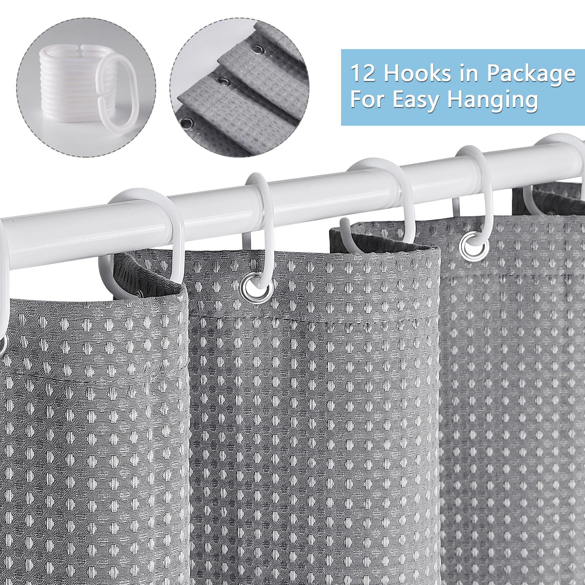 Tenda Bagno Tenda Doccia Waffle Qualità Alberghiera - 256GSM, 183x183cm, Impermeabile, Orlo Pesarato, Bianco Tenda Impermeabile