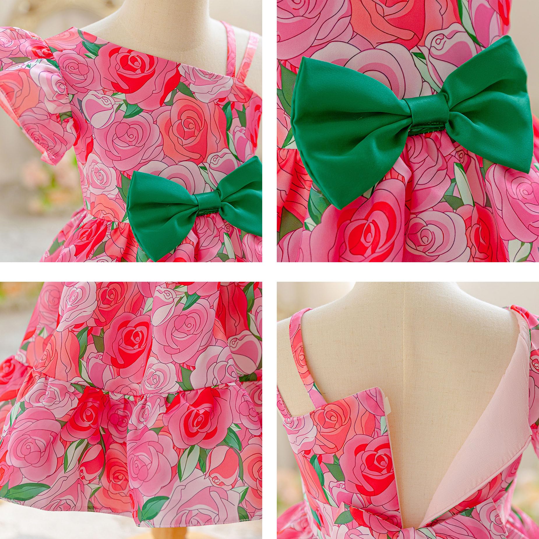 Vestido infantil con estampado floral para niña, vestido de princesa, boda, fiesta, actuación, hasta la rodilla