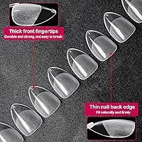 Vista 3 de 510 puntas de uñas cortas de almendra, punta de uñas de gel suave, uñas postizas de almendra, uñas artificiales, 15 tamaños, cobertura completa