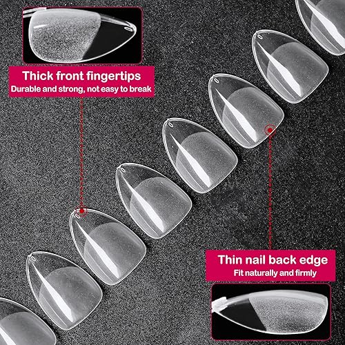 Miniatura 3 de 510 puntas de uñas cortas de almendra, punta de uñas de gel suave, uñas postizas de almendra, uñas artificiales, 15 tamaños, cobertura completa,