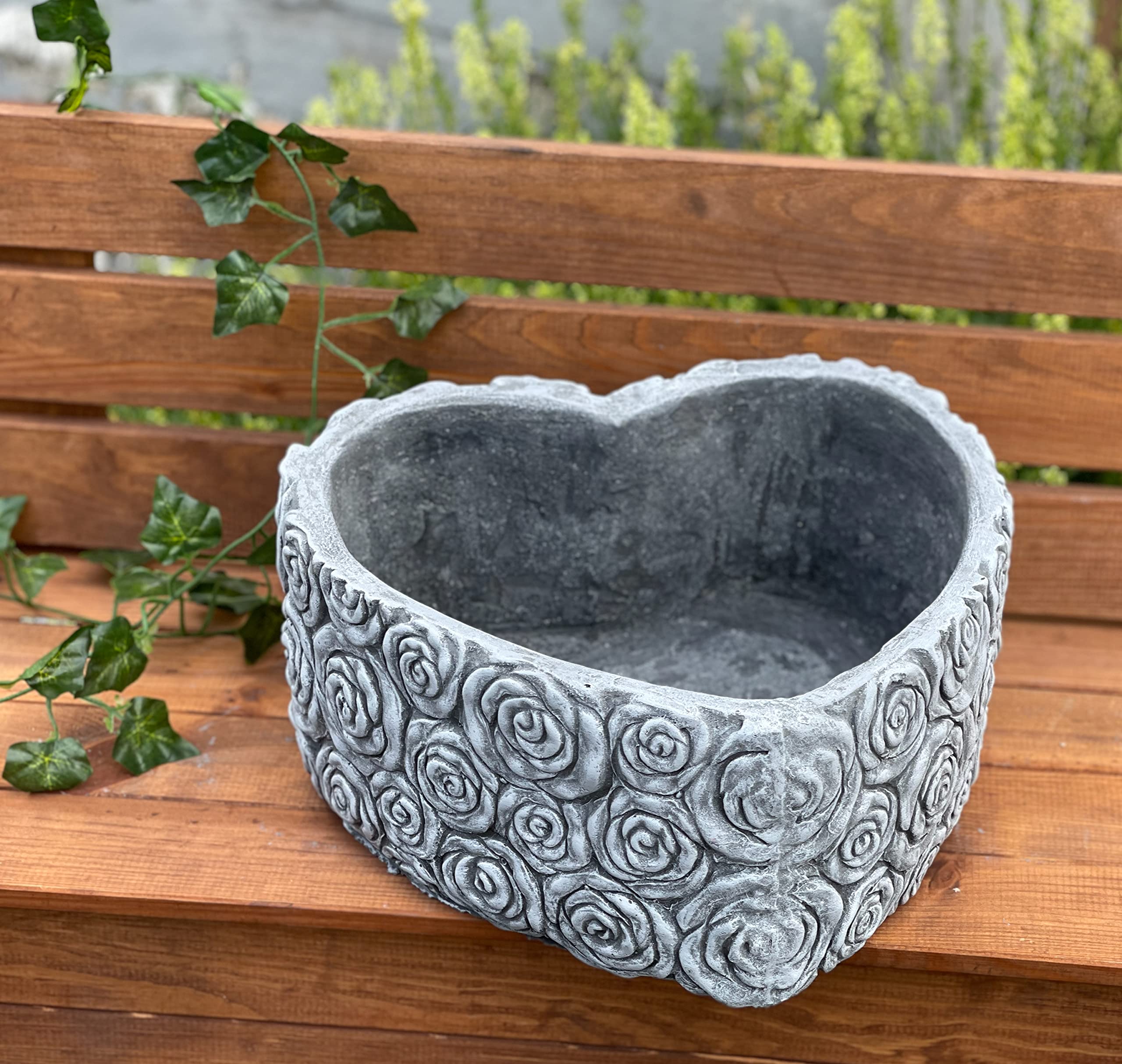 Naturale Cuore Pietra Lavica Naturale - Decorazione Giardino 15cm, Resistente Al Gelò, Pezzo Unico Decorazione Giardino Pietra