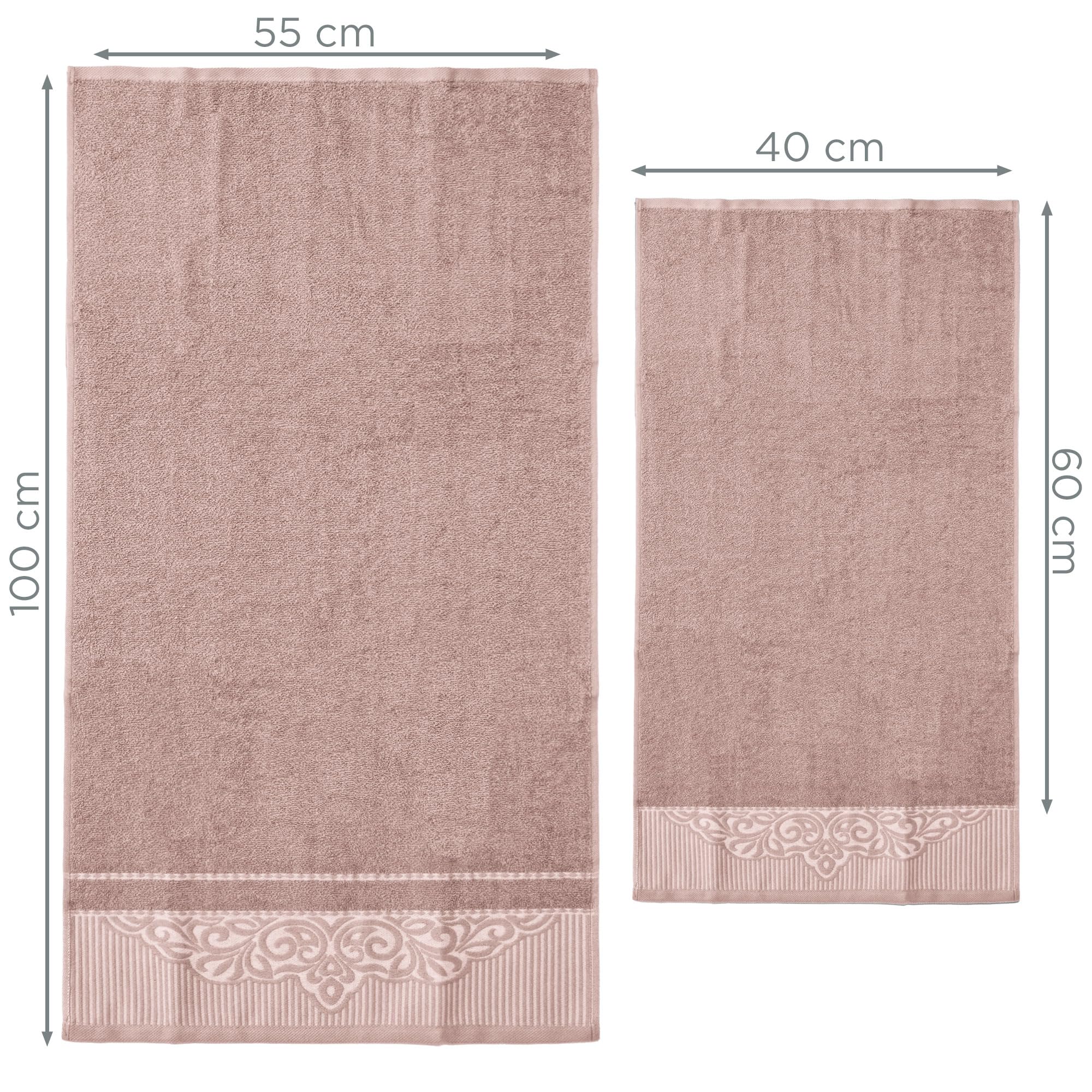 Asciugamani Bagno Viso e Bidet in Puro Cotone Set 12pz 6+6 Ricamati in Morbida Spugna 400 gr Viso 55x100 cm e ospite 40x60 cm