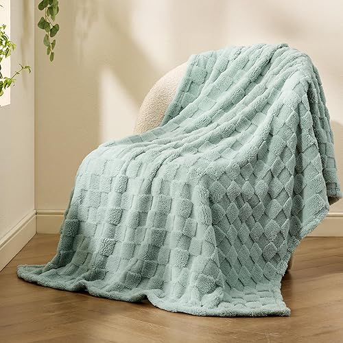 Miniatura 9 de Bedsure Manta de forro polar para sofá, mantas súper suaves y acogedoras para mujer, bonita manta pequeña para niñas, verde salvia, 50 x 60 pulgadas