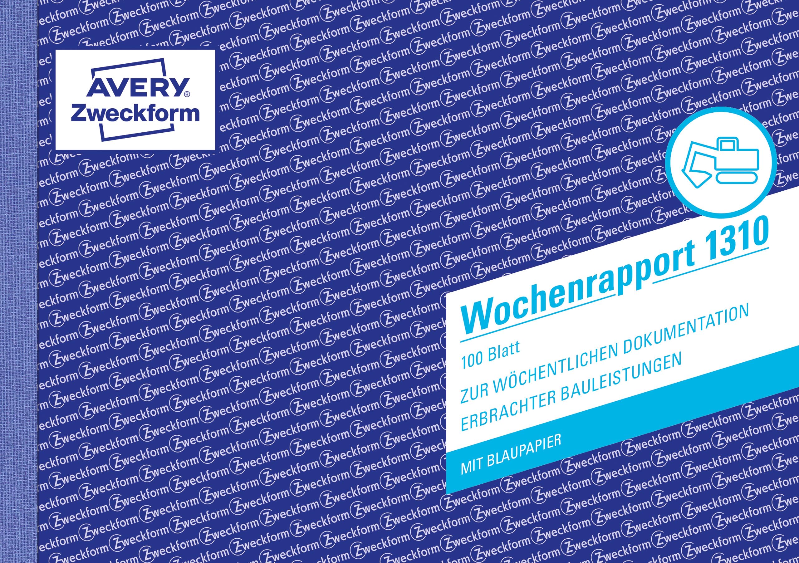 Avery Zweckform 1310 Wochenrapport (A5 quer, mit 2 Blatt Blaupapier, von Rechtsexperten geprüft, für Deutschland und Österreich zur wöchentlichen Dokumentation der Arbeitsleistung, 100 Blatt) weiß