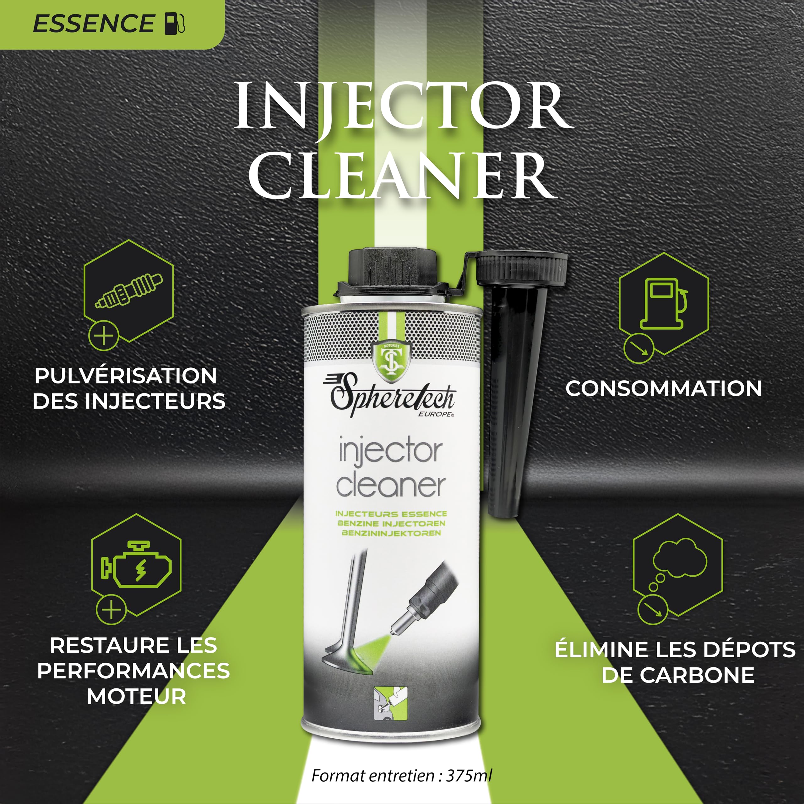 022804 Nettoyant Injecteurs Essence, Rétablit Les Débits et la Pulvérisation des Injecteurs, PREVENTIF, 375 ML, Additif Moteur