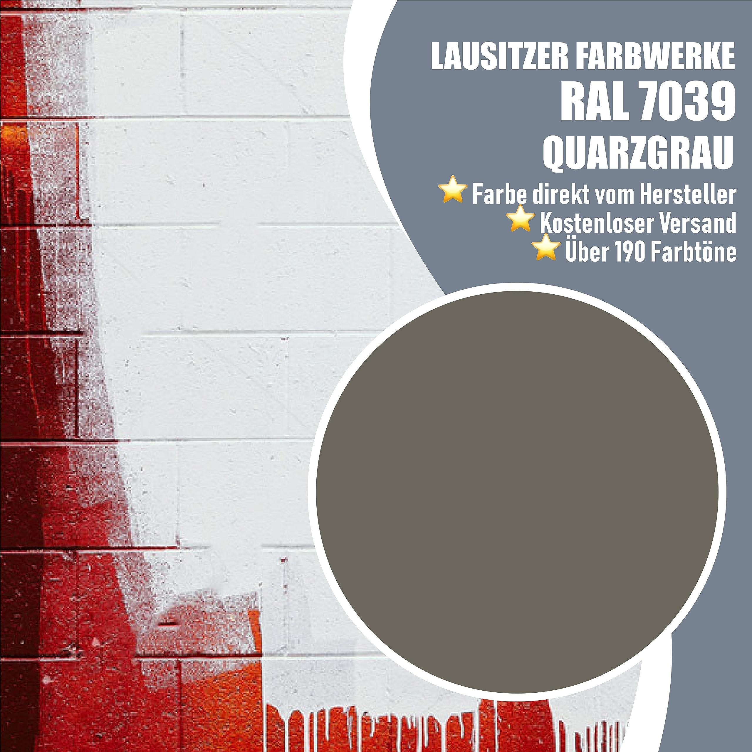 Lausitzer Farbwerke Betonfarbe SEIDENMATT Quarzgrau RAL 7039 Grau Traditionelle Fassadenfarbe für mineralische Untergründe (Stein Mauer Beton Fassade Putz Zement) streichen & versiegeln (2,5 L)