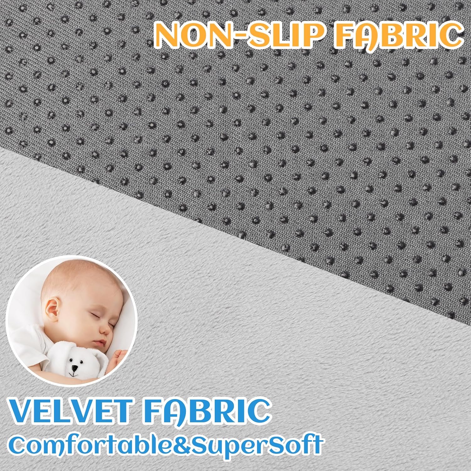 Toddler Airplane Bed - Ultra-Soft Velvet Travel Seat Extender with Anti-Slip Design, Foldable Kids Flight Bed, Grey - Image 6