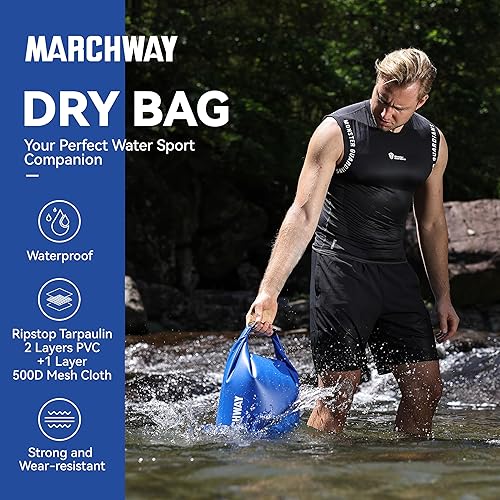 Miniatura 10 de MARCHWAY Mochila flotante impermeable de 5L10L20L30L40L, saco enrollable mantiene el equipo seco para kayak, rafting, canotaje, natación,
