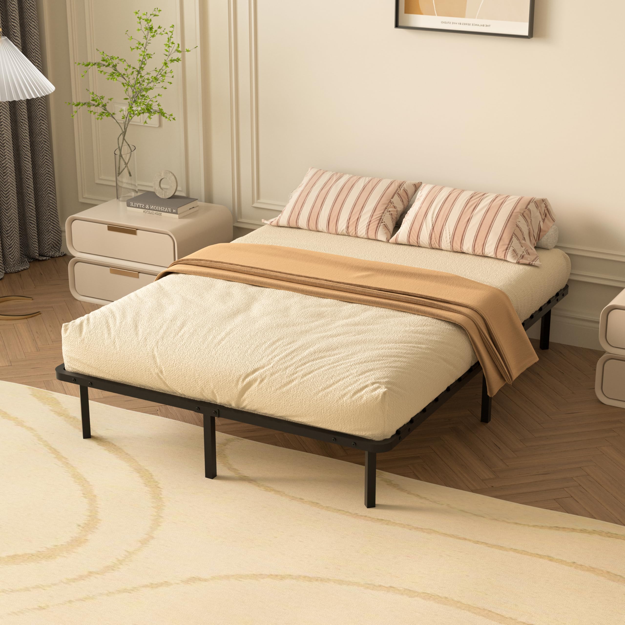 DEWINNER Sommier 140x190 | Sommiers à Lattes avec 9 Pieds pour Adulte | 2x16 Lattes | Cadre de Lit 140 x 190 avec Sommier | Hauteur du Cadre de Lit 29cm | Lit Deux Place (140x190-9 Pieds)