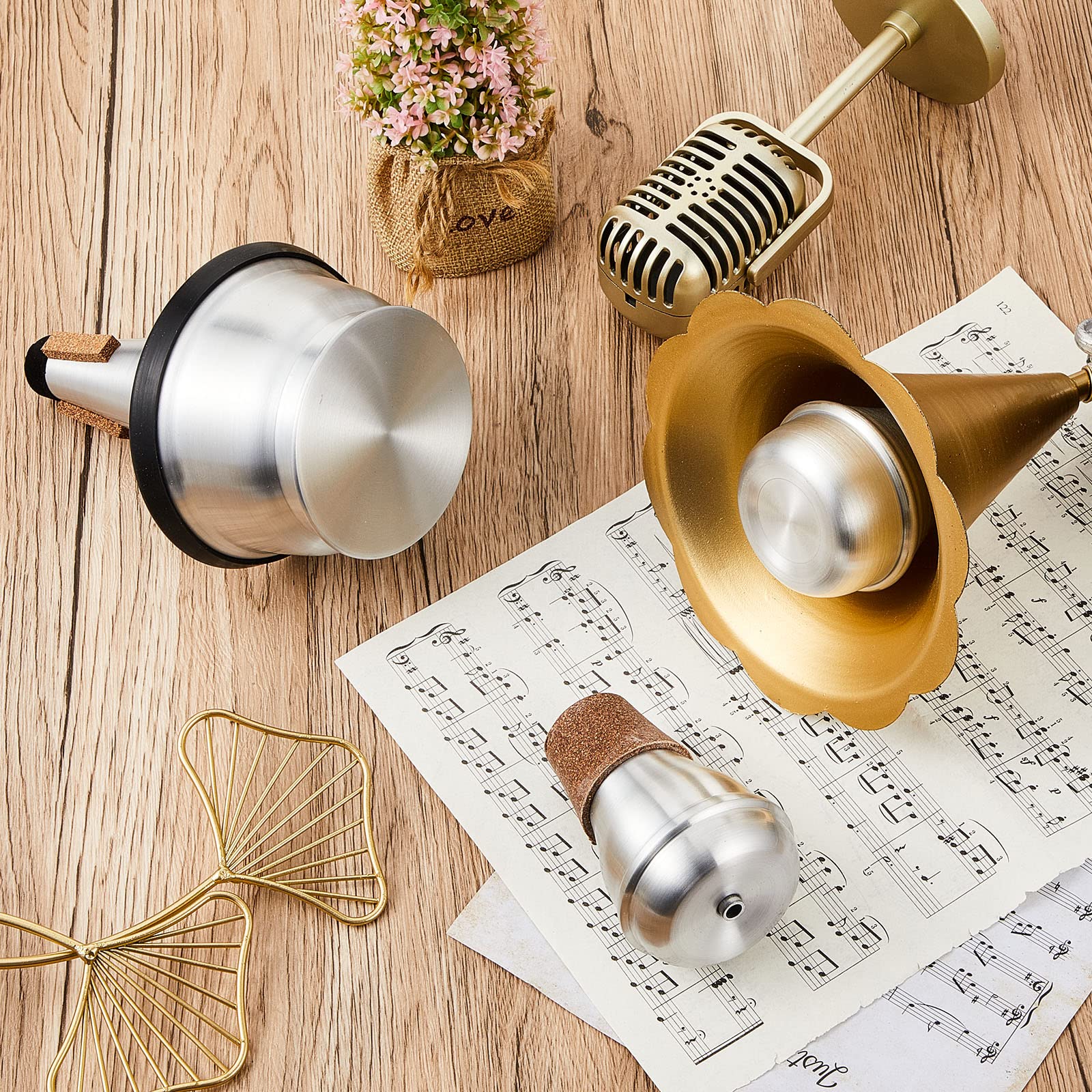 Kathfly Trompetendämpfer-Set, kleiner Übungsstummer, Trompete, Schalldämpferbecher, Dämpfer aus Aluminium, für Anfänger, Studenten, Jazz, klassische Bühnenaufführung, Praxis, 3-teilig