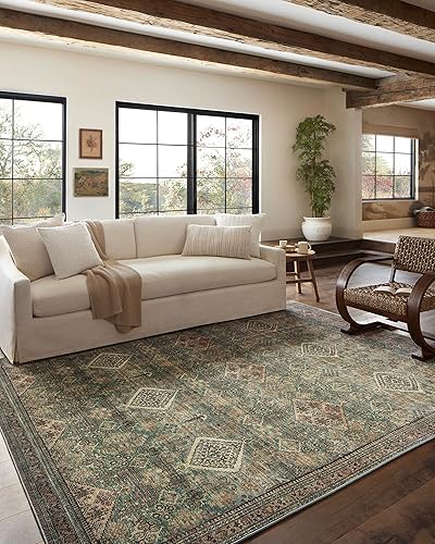 Loloi x Magnolia Home by Joanna Gaines Sinclair SIN-03 Collection Alfombra lavable a máquina, turquesamulticolor, 7'-6" x 9'-6"