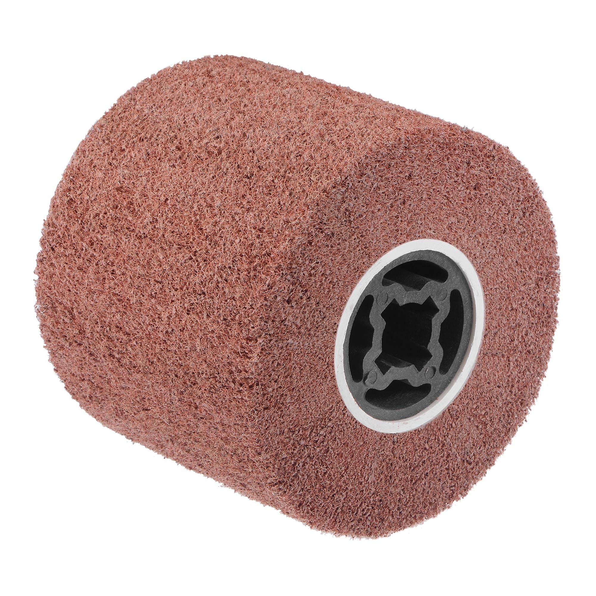 sourcing map Roue de polissage non tissée 120 mm x 100 mm en nylon à lamelles abrasives Grain 80 pour acier inoxydable, cuivre, métal